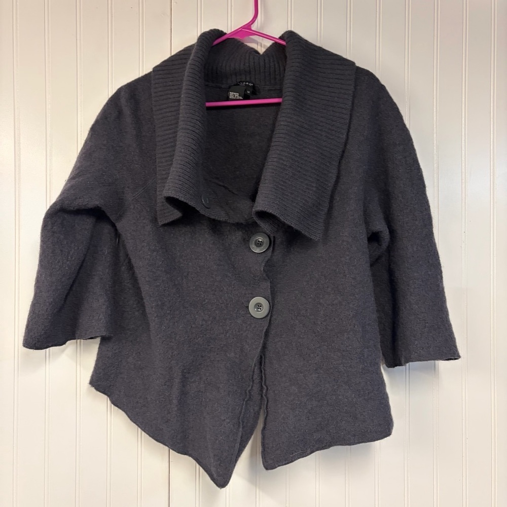 Sandro Dark Gray Button-Up Shawl Collar Cardigan Wool 1X